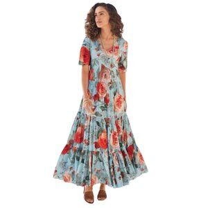 Soft Surroundings First Blooms Floral Tiered Maxi Dress Small Boho Festival